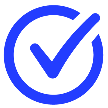 Icon of blue circle with tick inside